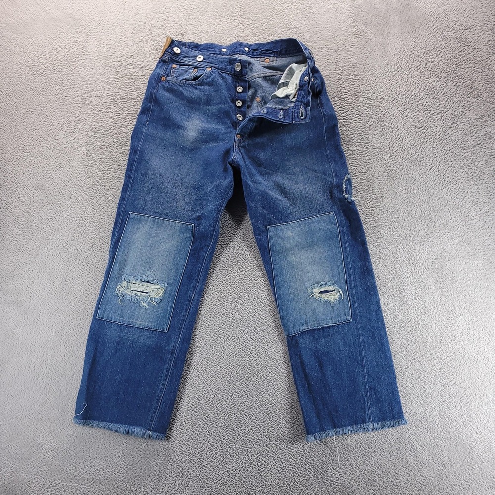 Levis LVC 501xx Jeans Mens 28x24 Selvedge Buckleback Cropped Patchwork